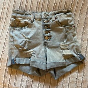 Aeropostale High Rise MIDI Light Wash Jean Shorts